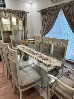 Wooden Dining table with 8 chairs