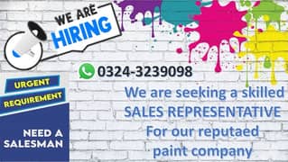 REQUIRED A SALESPERSON FOR WALL PAINT COMPANY