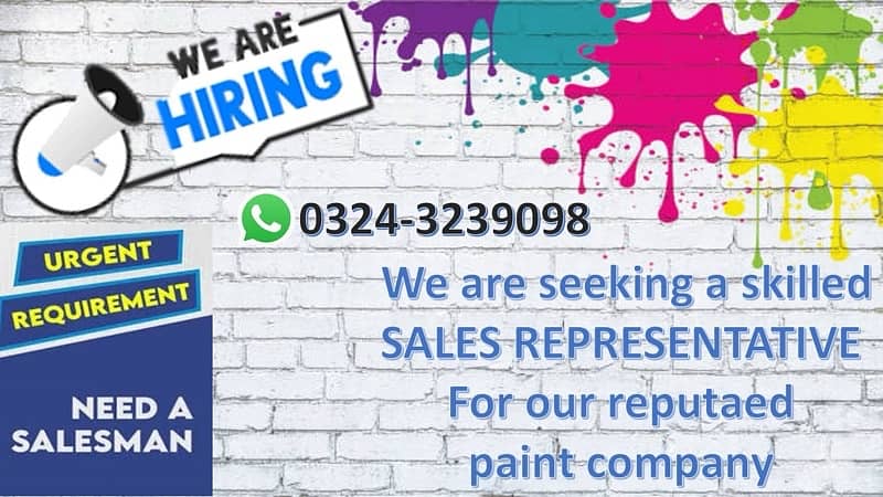 REQUIRED A SALESPERSON FOR WALL PAINT COMPANY 0