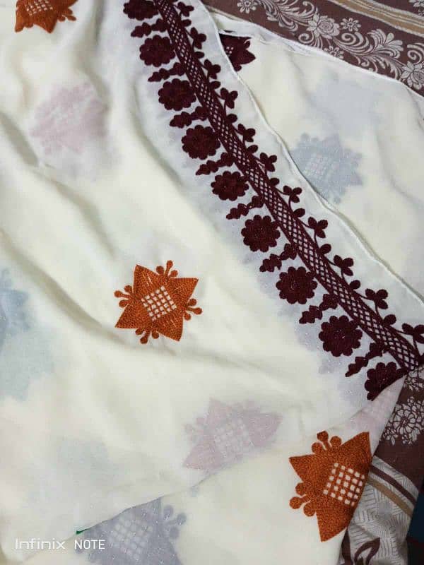 Beautiful embroidery shawal. 6