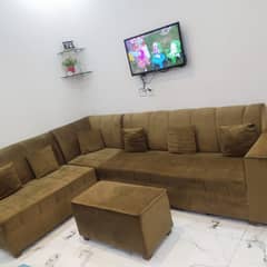 7 Seater L Shaped Corner Sofa with 6 Cushions