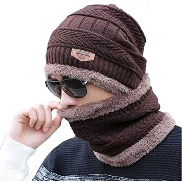 Unisex Men's Wool Cap With Neck Warm 0