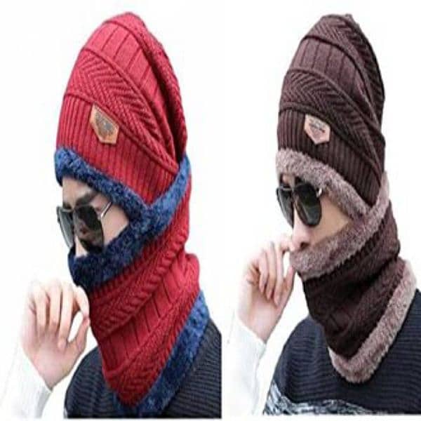 Unisex Men's Wool Cap With Neck Warm 2