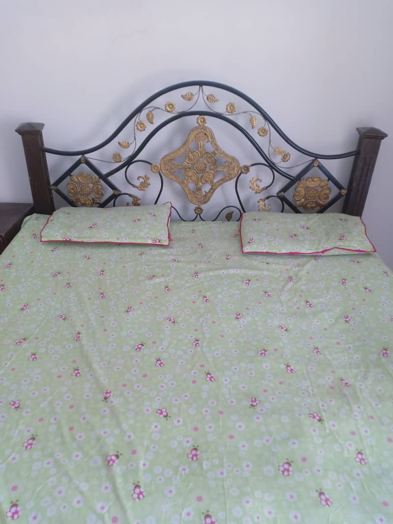 king size iron bed along spring mattress for sale 1