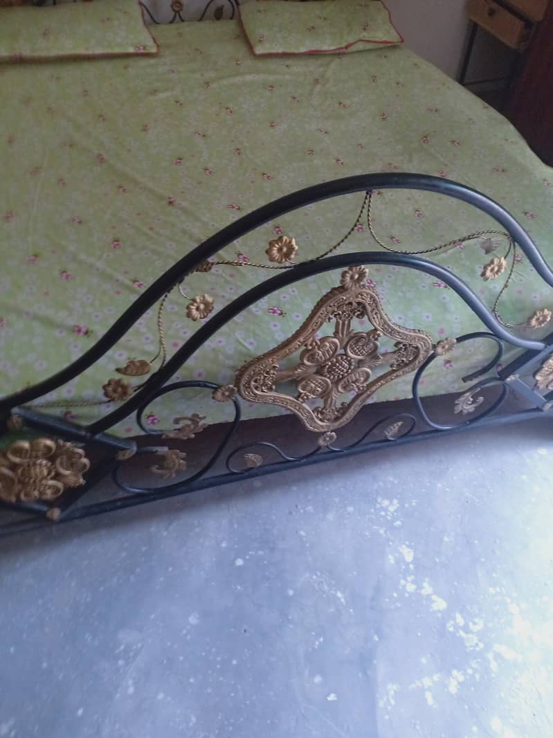 king size iron bed along spring mattress for sale 2