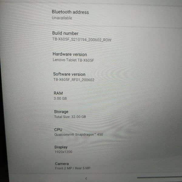 Lenovo tab TB-x605f--10"screen 3/32 5