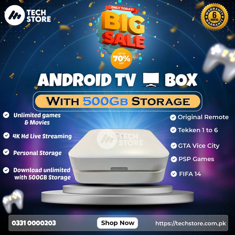 Etisalat Android Tv Box | Smart Tv Box | With 500GB Storage (With Box 0