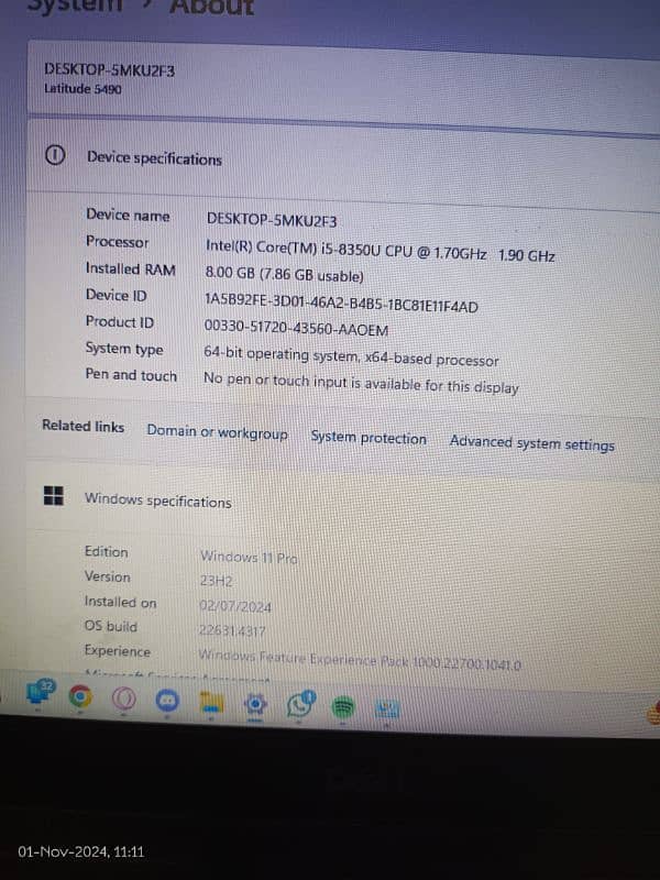 Dell laptop core i5 8th gen 6