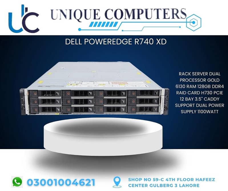 DELL POWEREDGE R740 XD < RACK SERVER DUAL PROCESSOR GOLD 6130 RAM 128 0