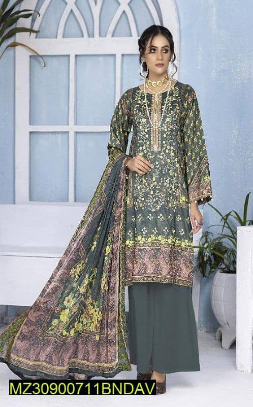 3 Pcs Women unstitched Viscose Embroidered Suit 2