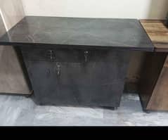 iron stand made of wood with 3 drawers and a cabinet price is final