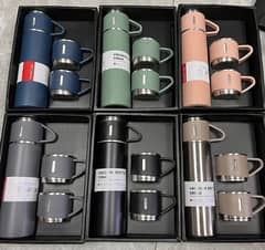 3 Cup Hot & Cold Water Bottle Flask Set in Gift Packaging