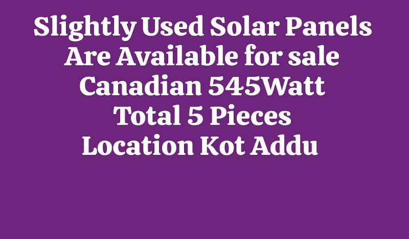 Used Solar Panels Canadian 545W in Kot Addu City 0