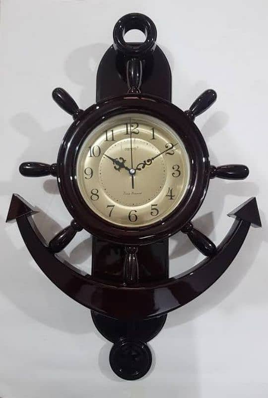 Elegant pendulum/Analog Fancy ship wheel shape Wall clock 0