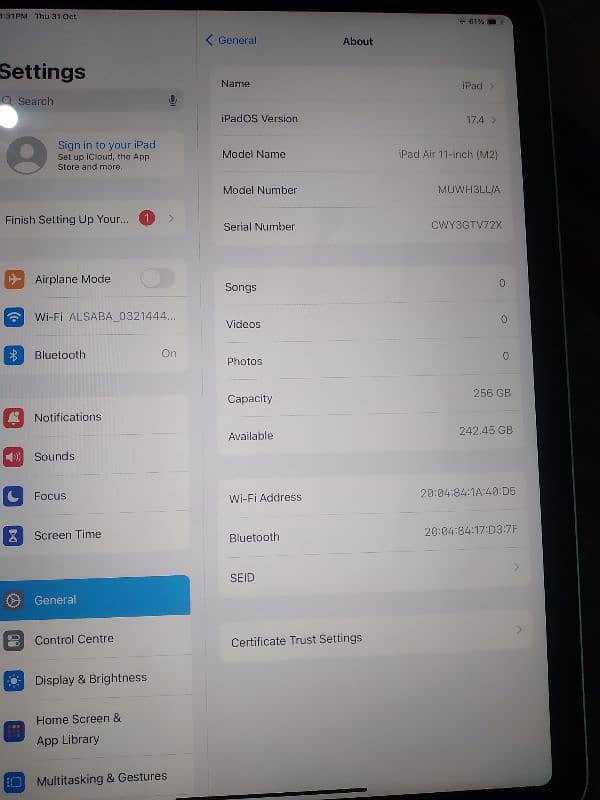 Ipad Air M2, 11" (256) Just Box Open 3