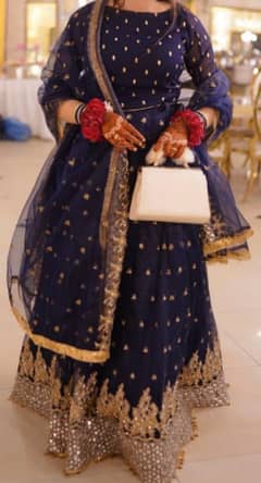 Navy blue lehnga choli with beautiful work dupatta