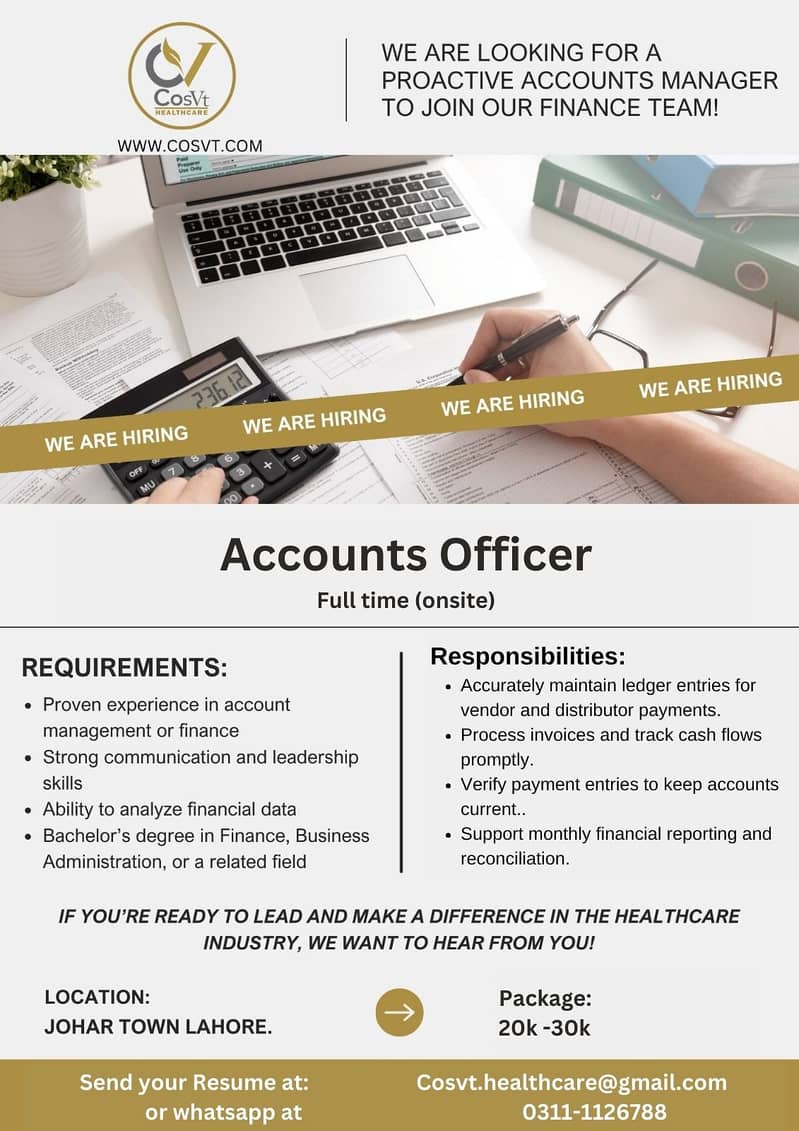 Accounts Officer Vacancy 0