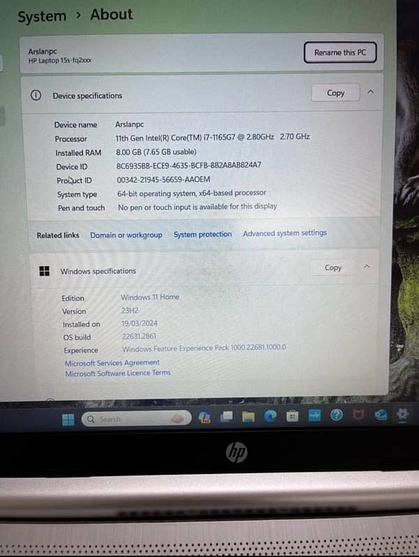 hp laptop core i7 11th generation 6