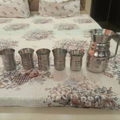 Stainless steel jug and glass set