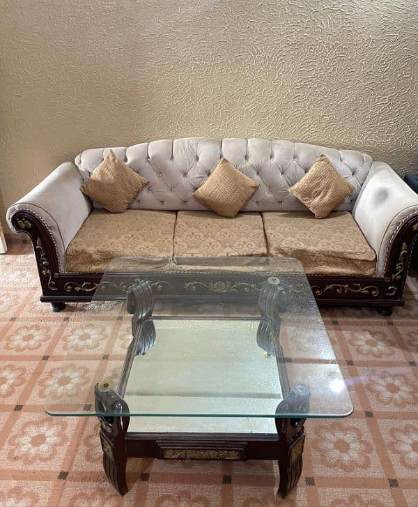 Chiniot Wood 7 Seater Sofa Set And 3 Tables Urgent Sale Cash Need 14