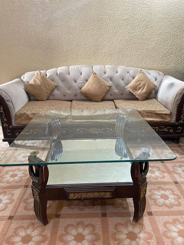 Chiniot Wood 7 Seater Sofa Set And 3 Tables Urgent Sale Cash Need 15