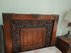 carved wood 2 single beds 1 center locker 1 dressing table