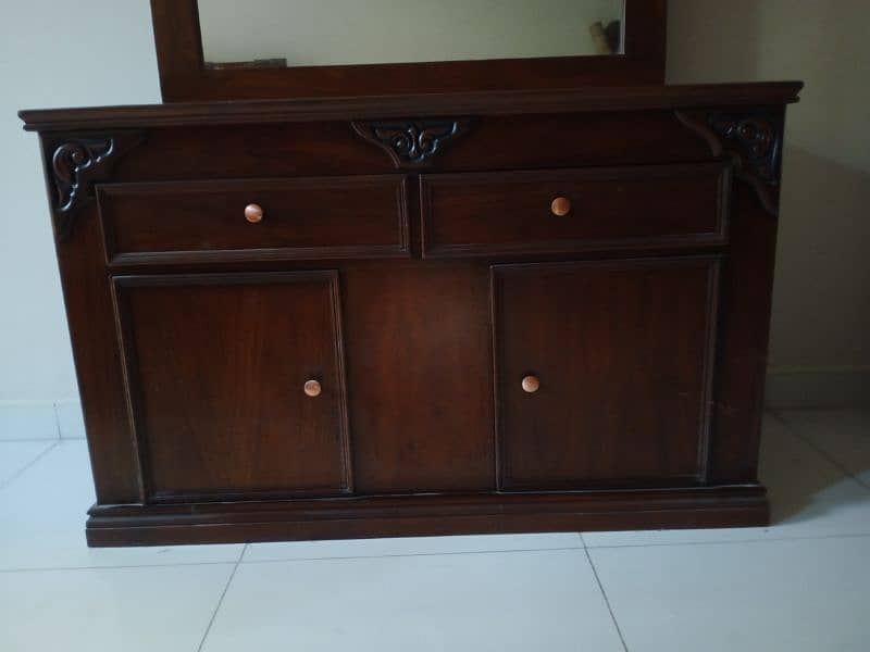 carved wood 2 single beds 1 center locker 1 dressing table 8