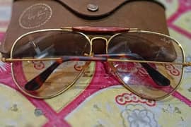 62MM VINTAGE RAY-BAN OUTDOORSMAN AVIATOR, BROWN LENSES, TORTUGA FRAME