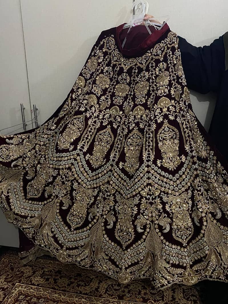 mehroon heavy bridal lhenga 6