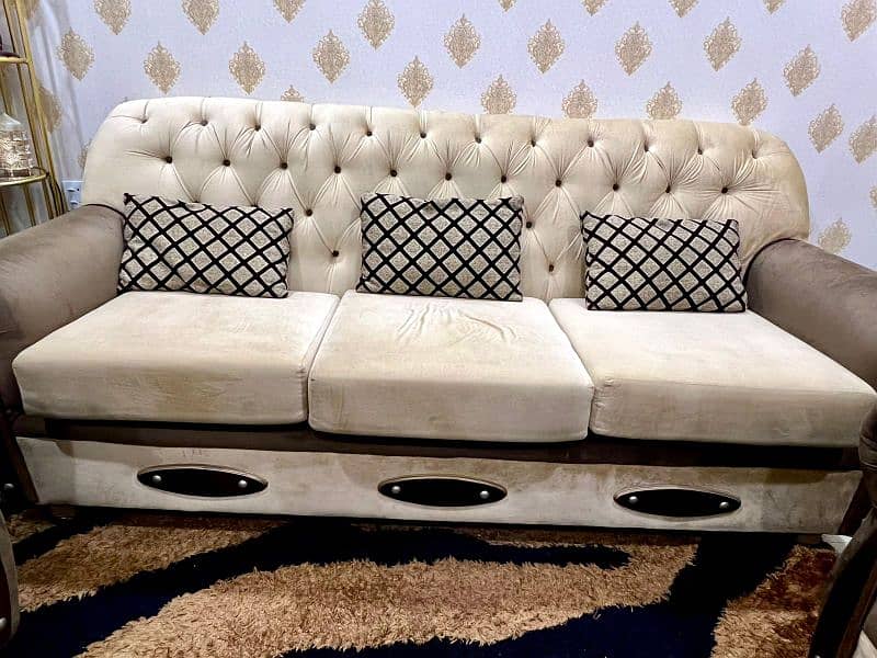 7 Siter Sofa Set +Versace Curtain + wodden Table with Heavy Glass 3