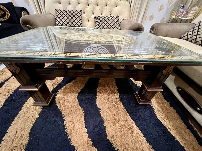 7 Siter Sofa Set +Versace Curtain + wodden Table with Heavy Glass 5