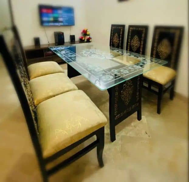 Dining Table Black and Golden Combination 1