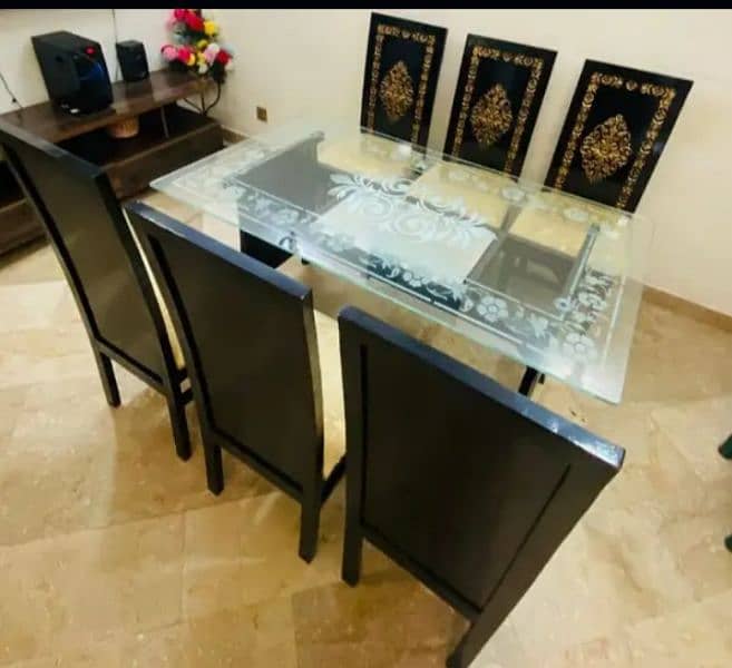 Dining Table Black and Golden Combination 2