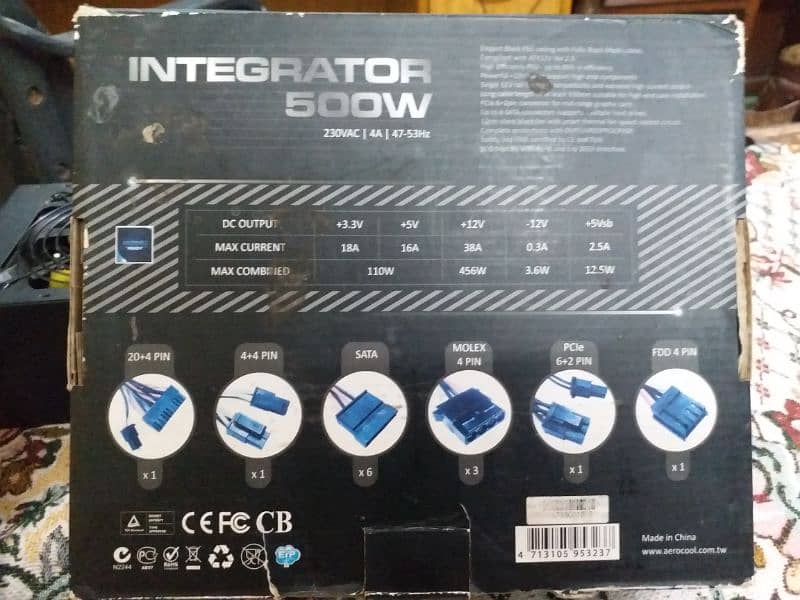 Aerocool 500watt 80+ browns PSU sealed power supply 1