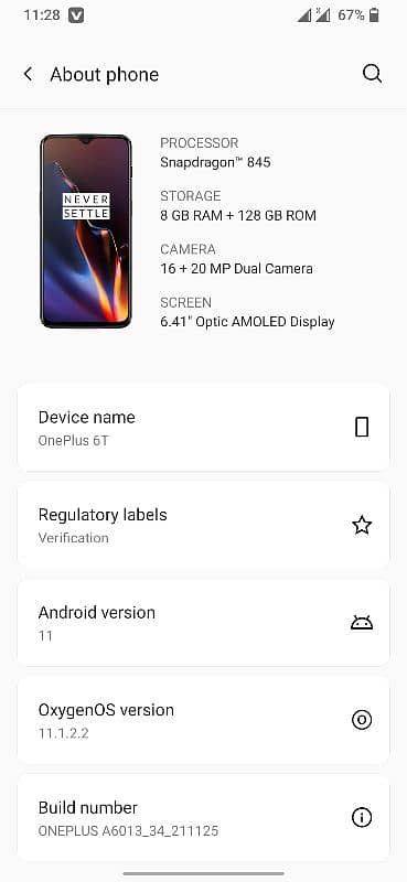 OnePlus 6T 8/128 pta 2 sim 845 snapdragon front finger original pannel 4