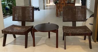 wooden chairs and table