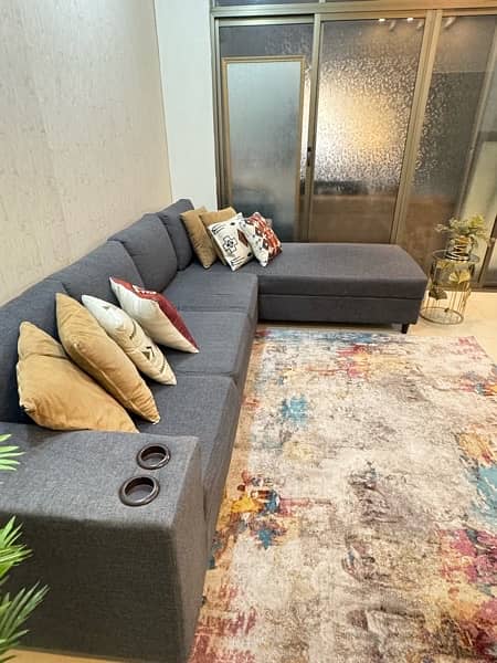 7 seater L shaped Grey Lounge Sofa 2