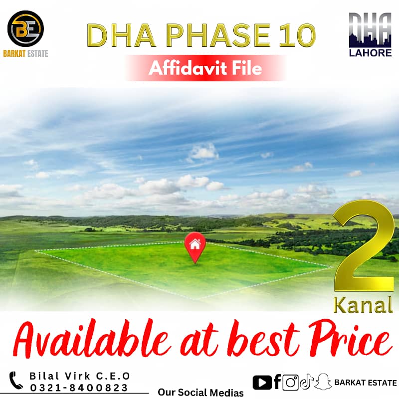 02 Kanal Residential Affidavit File Available in DHA Phase 10 Best time to invest Balloting Coming Soon 0