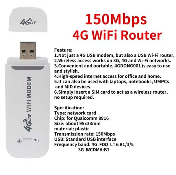 4G LTE Wi-Fi Dongle 150MBPS !High Speed 1