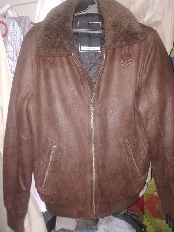 Brown sweed leather jacket 2