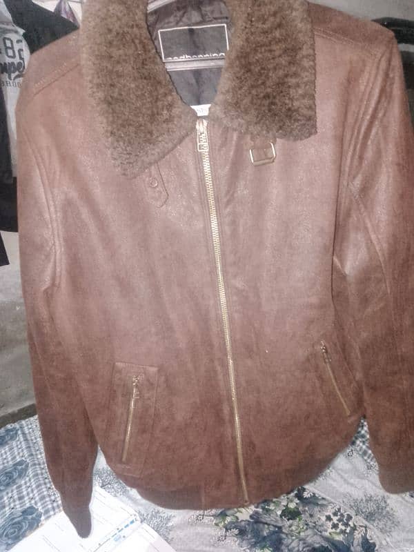 Brown sweed leather jacket 3