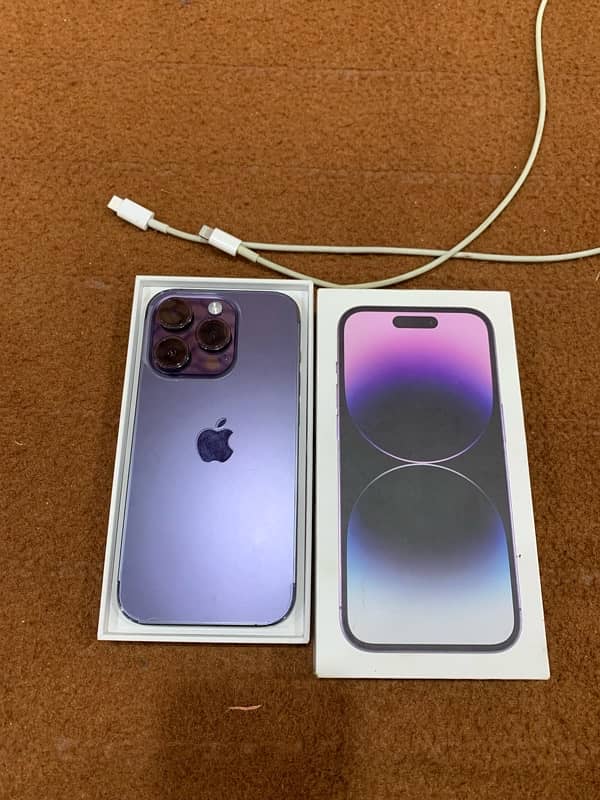 iphone 14 pro deep purple 128 gb with box and cable 2