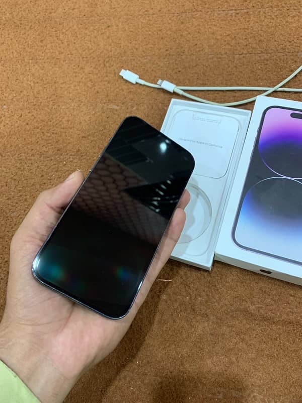 iphone 14 pro deep purple 128 gb with box and cable 5