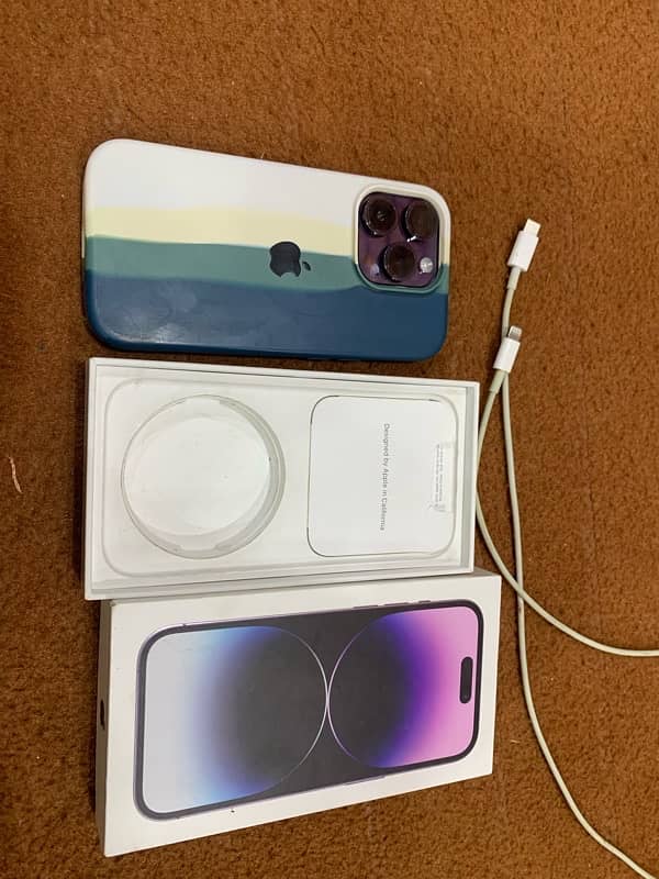 iphone 14 pro deep purple 128 gb with box and cable 9