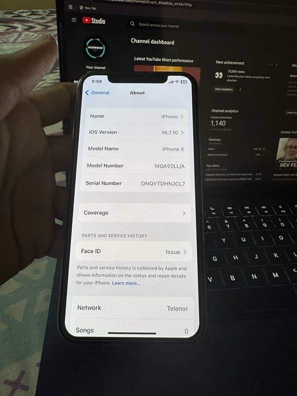 IPhone X pta approved 256 GB Face ID failed 2