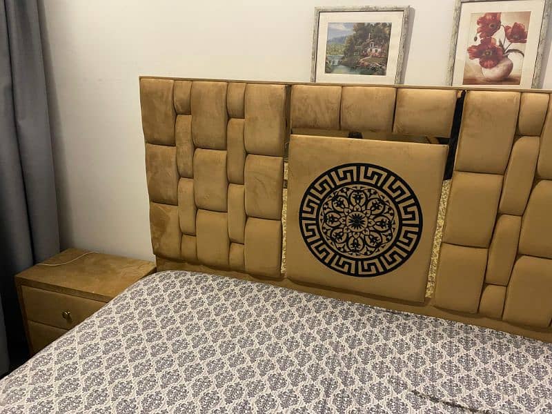 Velvet Premium Bed With Side Tables & Mattress 3