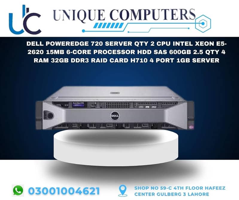 DELL POWEREDGE 720 SERVER QTY 2 CPU INTEL XEON E5- 2620 15MB 6-CORE P 0