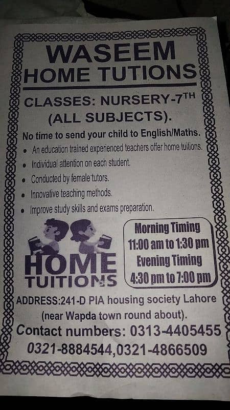 Providing home tuitions 0