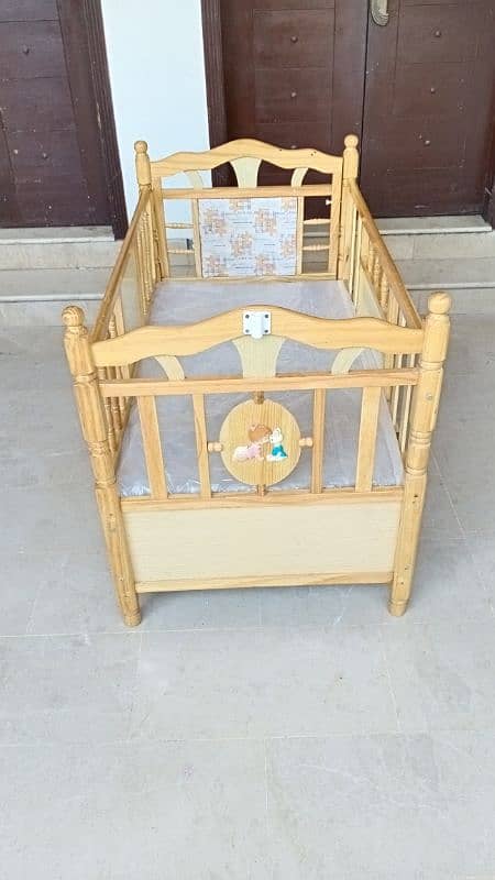 Wooden Babycot Bed With Foam For Sale 2