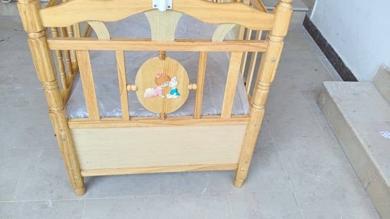 Wooden Babycot Bed With Foam For Sale 4